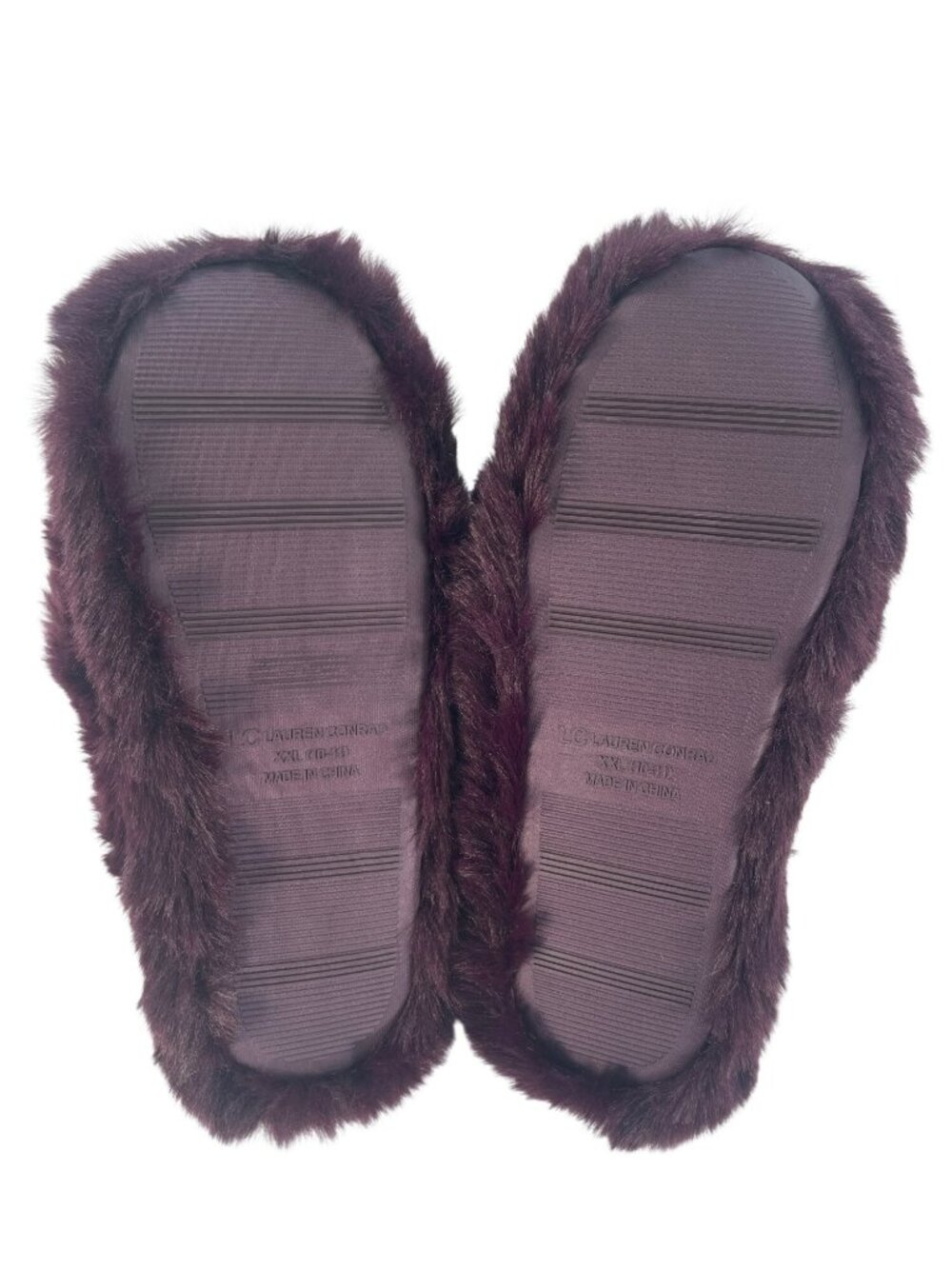 Lauren Conrad Wozzie Faux Fur Wine Red Slippers Women's Size 2XL (10-11) NEW - Picture 2 of 6